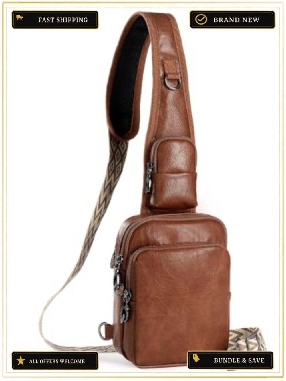 Women's Vegan Leather RFID Anti-Theft Crossbody Sling Bag with Zipper Lock